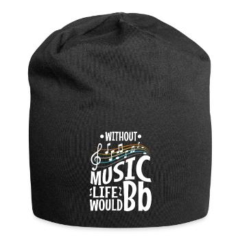 Without music life would b flat - Jersey-Beanie - Schwarz - Vorne