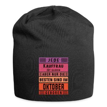 Einzelhändler Geburtstag Oktober geboren Kauffrau - Jersey-Beanie - Schwarz - Vorne