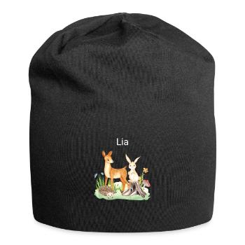 Animal cerf lapin hérisson Lia - Bonnet en jersey - noir - Devant