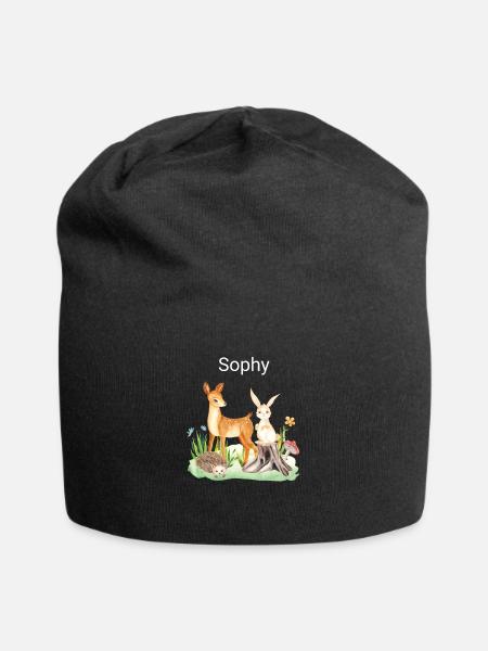 Animal deer rabbit hedgehog Sophy - Jersey-Beanie - Schwarz