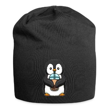 Kawaii Bubble Tea Pinguin - Jersey-Beanie - Schwarz - Vorne