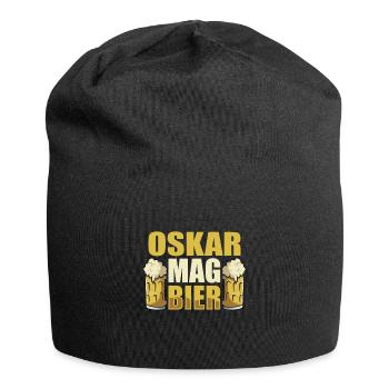 Oskar mag Bier Name Geburtstag - Jersey-Beanie - Schwarz - Vorne
