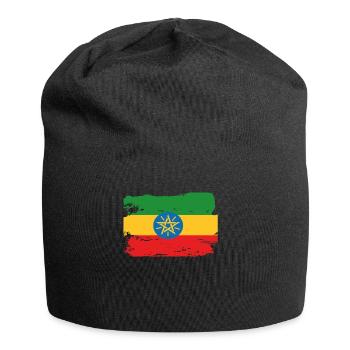 Offizielle äthiopische Flagge Äthiopischer Landesstolz - Jersey-Beanie - Schwarz - Vorne