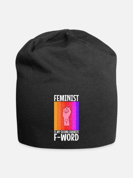 Feminist is my second favorite f word - Jersey-Beanie - Schwarz