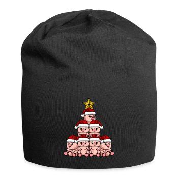 Schwein Weihnachtsbaum - Jersey-Beanie - Schwarz - Vorne