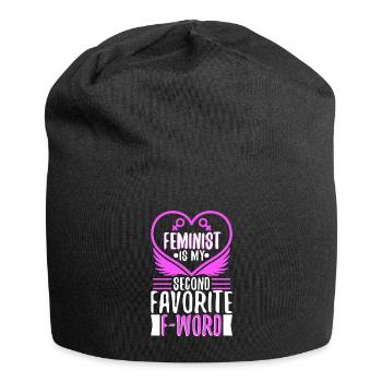 Feminist is my second favorite f word - Jersey Beanie - black - Front