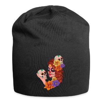 Skeleton Sugar Bone Halloween Muertos Day Of Dead - Jersey Beanie - black - Front
