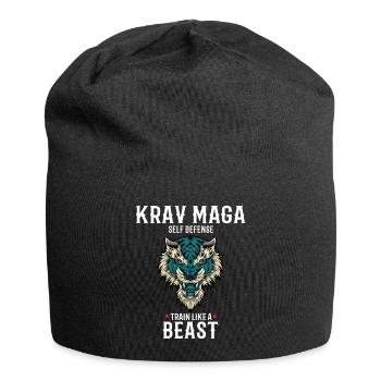 Krav Maga Lion - Trainieren wie eine Bestie - - Jersey-Beanie - Schwarz - Vorne