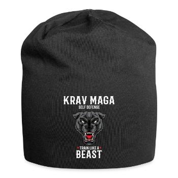 Krav Maga Panther - Trainieren wie eine Bestie - - Jersey-Beanie - Schwarz - Vorne