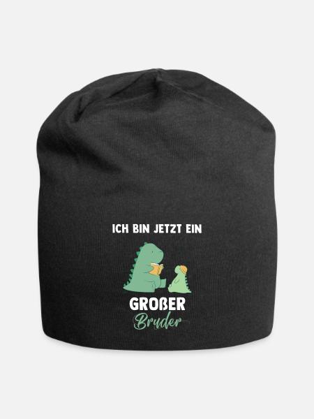 Ich bin jetzt ein großer Bruder - Dino Brüder - Jersey-Beanie - Schwarz