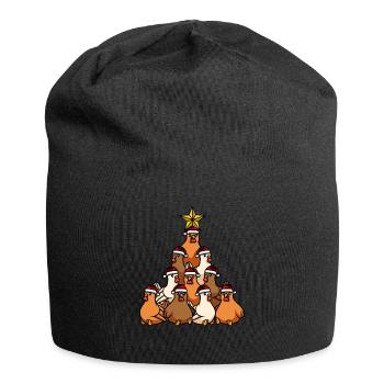Poulet arbre de Noël - Bonnet en jersey - noir - Devant