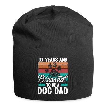 37 ans chien papa 37 anniversaire rétro chien père - Bonnet en jersey - noir - Devant