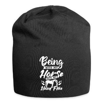 Being with my horse gets my head free - Jersey Beanie - black - Front