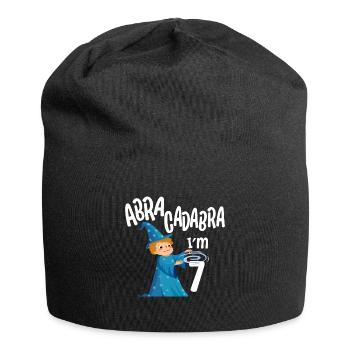 Seven 7yr 7th Wizard Birthday Boy 7 Years Old Gift - Jersey Beanie - black - Front
