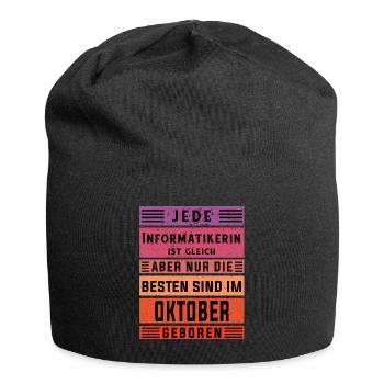 Programmierer Geburtstag Oktober geboren - Jersey-Beanie - Schwarz - Vorne