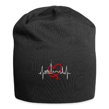 Berlin Skyline Heartbeat Heart Love Les Berlinois - Bonnet en jersey - noir - Devant