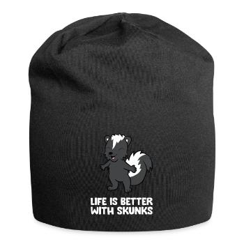 La vie est meilleure avec les mouffettes - Bonnet en jersey - noir - Devant