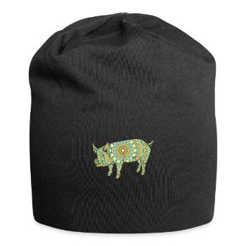 Mandala Pig Geometry Pattern - Bonnet en jersey - noir - Devant