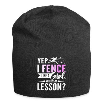 Yep I fence like a girl you want a lesson? - Jersey Beanie - charcoal grey - Front
