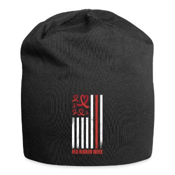 Red Flag Ribbon Heart Week Red Awareness - Jersey-Beanie - Schwarz - Vorne