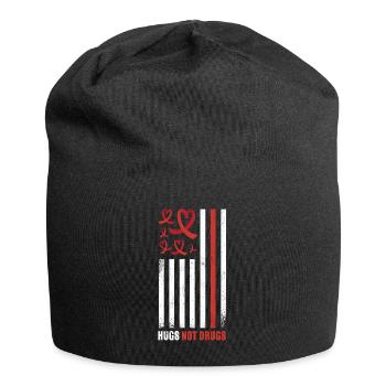 Red Flag Ribbon Heart Week In October Kind Hug Red - Jersey-Beanie - Schwarz - Vorne