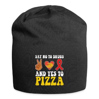 Peace Ribbon Week Awareness Yes Pizza Wear Red - Jersey-Beanie - Schwarz - Vorne