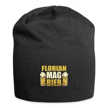 Florian mag Bier Name Geburtstag - Jersey-Beanie - Schwarz - Vorne