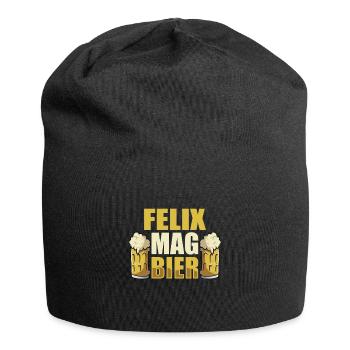 Felix mag Bier Name Geburtstag - Jersey-Beanie - Schwarz - Vorne