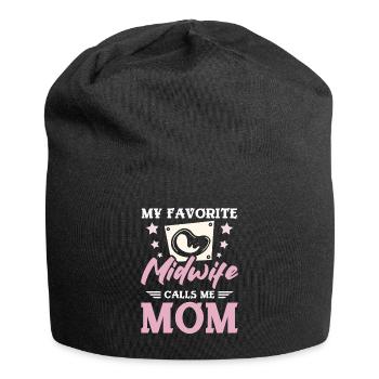 My favorite midwife calls me mom - Jersey-Beanie - Schwarz - Vorne