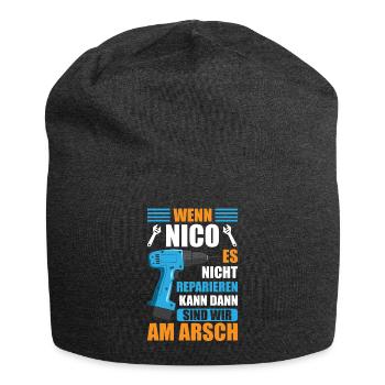 Nico Vorname Name Geburtstag Reparieren - Jersey-Beanie - Anthrazit - Vorne