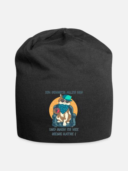 Katze- kein Bock- schlechte Laune - Jersey-Beanie - Schwarz