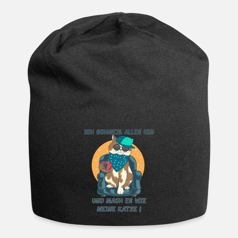 Katze- kein Bock- schlechte Laune - Jersey-Beanie - Schwarz