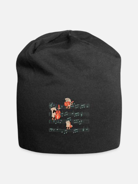 Gitarre Gitarristen Instrument Musik AKUSTISCHE - Jersey-Beanie - Schwarz