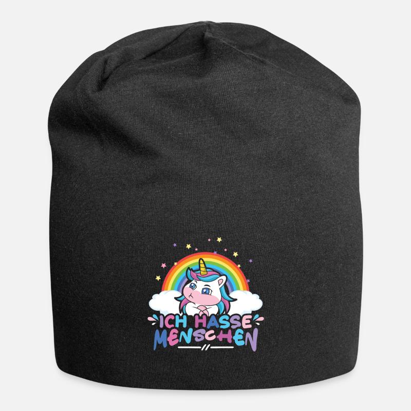 Ich hasse Menschen Einhorn - Jersey-Beanie - Schwarz