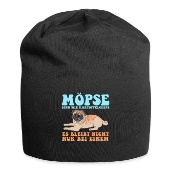 Mops Hunde Hundehalter Hundebesitzer Geschenk - Jersey-Beanie - Schwarz - Vorne