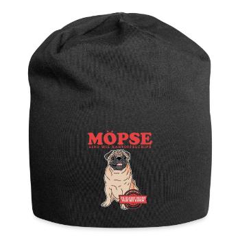 Mops Hunde Hundebesitzer Hundeliebhaber Geschenk - Jersey-Beanie - Schwarz - Vorne