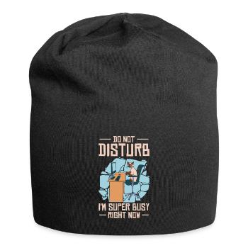 Working Busy Cat Employee Cat Owner Worker - Jersey Beanie - black - Front