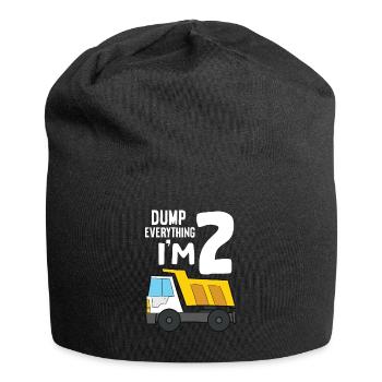Dump Truck 2nd Birthday Dump Everything I'm 2 - Jersey-Beanie - Schwarz - Vorne