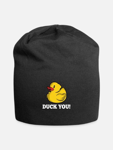 Duck You Enten Wortspiel Gummiente Quietscheente - Jersey-Beanie - Schwarz
