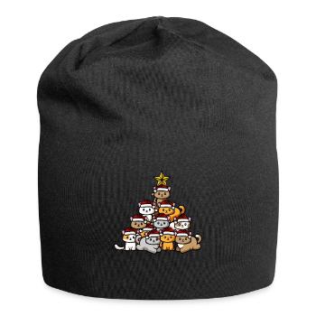 Katzen Weihnachtsbaum - Jersey-Beanie - Schwarz - Vorne