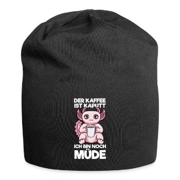Der Kaffee Ist Kaputt Ich Bin Noch Müde Axolotl - Jersey-Beanie - Schwarz - Vorne