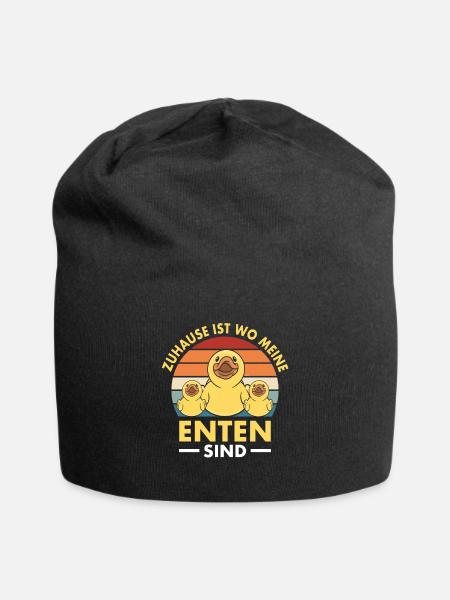 Quietscheente Zuhause Ist Wo Meine Enten Sind - Jersey-Beanie - Schwarz
