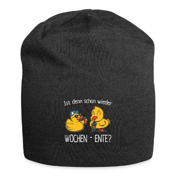Wochen Ente Cooles Quietscheenten Wortspiel - Jersey-Beanie - Anthrazit - Vorne