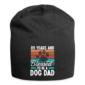 89 Year Old Dog Dad 89 Birthday Retro Dog Father - Jersey Beanie - black - Front