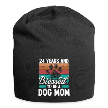 24 Year Old Dog Mom 24 Birthday Retro Dog Mother - Jersey-Beanie - Schwarz - Vorne