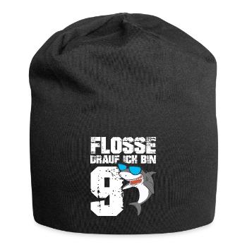 Haifisch Geburtstagsmotiv 9 Jahre Jungen Geschenk - Jersey-Beanie - Schwarz - Vorne