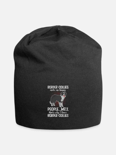 Border Collie - Jersey-Beanie - Schwarz