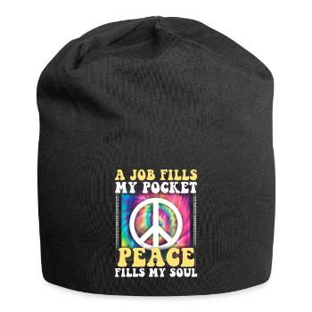 Hippie Tshirt Peace Movement Woodstock Boho Groove - Jersey Beanie - black - Front