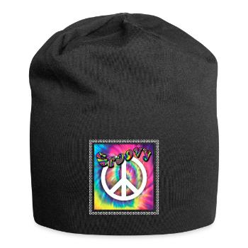 Hippie Peace Groovy Flowerpower Boho Woodstock - Bonnet en jersey - noir - Devant