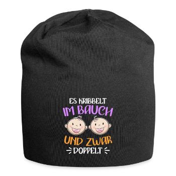 Kribbeln im Bauch Mutter von 2 Zwillinge im Bauch - Jersey-Beanie - Schwarz - Vorne